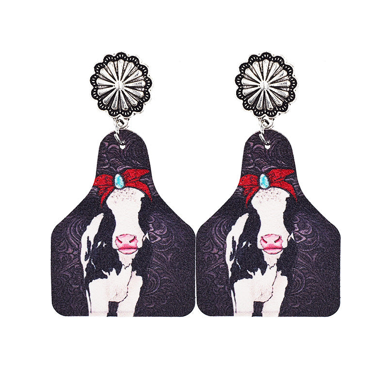 Wholesale Western Style Cow Leather Drop Earrings